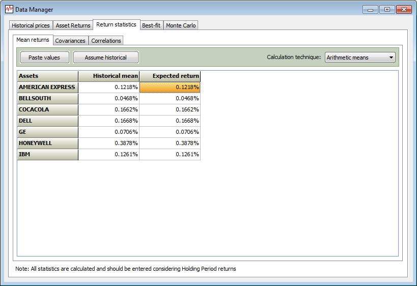 Return Statistics
